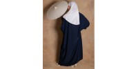 Abaya couleur bleu nuit manches serrées en soie de medine